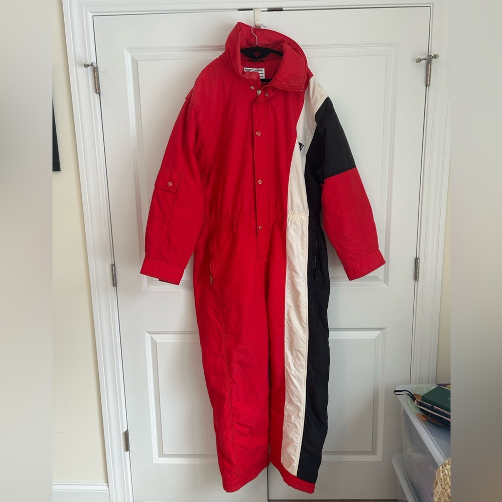 Tyrolia by Head vintage snow ski suit red white blue stripe size XL